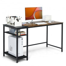 Load image into Gallery viewer, 55 Inch Reversible Ergonomic Computer Desk Adjustable Storage Shelves Sturdy Heavy Duty Steel Frame Office Home Computer Desks