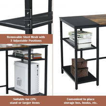 Load image into Gallery viewer, 55 Inch Reversible Ergonomic Computer Desk Adjustable Storage Shelves Sturdy Heavy Duty Steel Frame Office Home Computer Desks