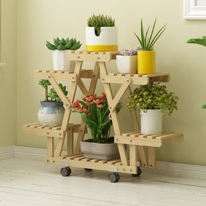 Anti-corrosion Wood Flower Stand Rack Floor Flower Shelf Indoor and Outdoor Solid Wood Living Room Balcony Meat Rack