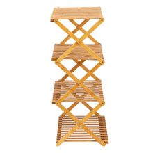 Load image into Gallery viewer, 100% Bamboo Flower Stand 4-Layer Stock Rack Foldable Balcony Plant Frame Office Living Room Garden Decoration Natural[US-Stock]

