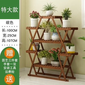Anti-corrosion Wood Flower Stand Rack Floor Flower Shelf Indoor and Outdoor Solid Wood Living Room Balcony Meat Rack