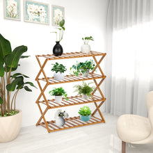 Load image into Gallery viewer, 100% Bamboo Flower Stand 4-Layer Stock Rack Foldable Balcony Plant Frame Office Living Room Garden Decoration Natural[US-Stock]
