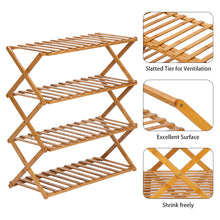 Load image into Gallery viewer, 100% Bamboo Flower Stand 4-Layer Stock Rack Foldable Balcony Plant Frame Office Living Room Garden Decoration Natural[US-Stock]
