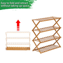 Load image into Gallery viewer, 100% Bamboo Flower Stand 4-Layer Stock Rack Foldable Balcony Plant Frame Office Living Room Garden Decoration Natural[US-Stock]
