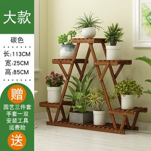 Anti-corrosion Wood Flower Stand Rack Floor Flower Shelf Indoor and Outdoor Solid Wood Living Room Balcony Meat Rack