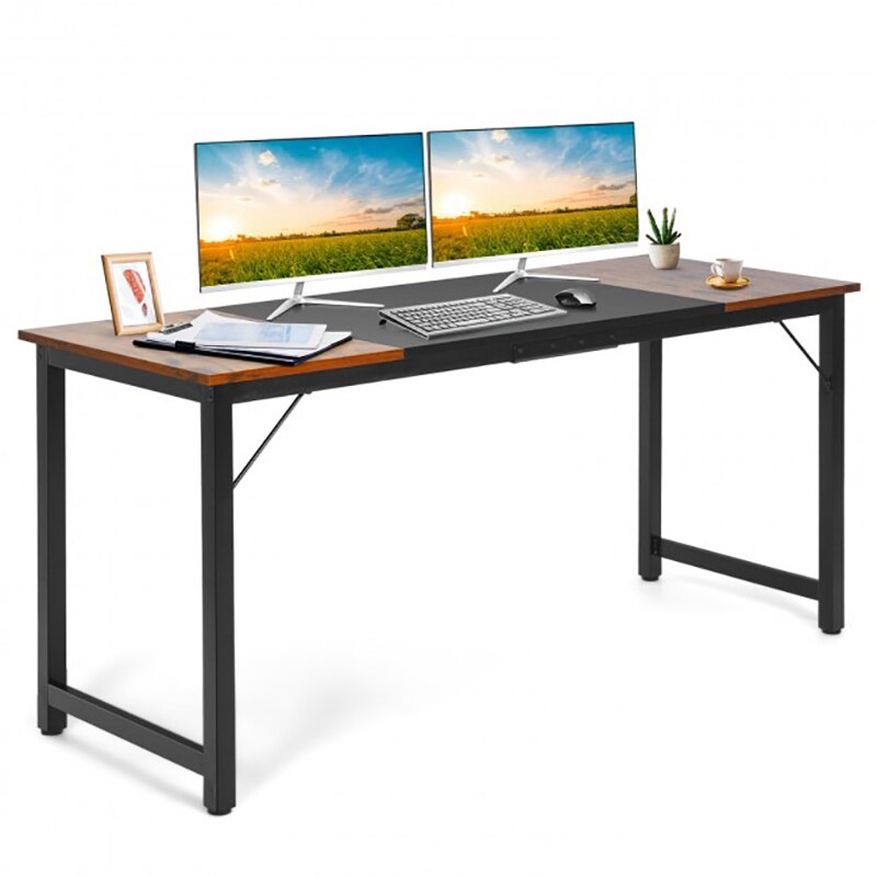 63 Inch Home Office Computer Desk with Heavy Duty Steel Frame Laptop Desktop Computers Desks Conference Table