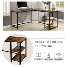 Load image into Gallery viewer, 59.1 Inch L-Shaped Computer Desk Corner Desk Writing Study Workstation Simple Assembly Metal Industrial Design Rustic Brown
