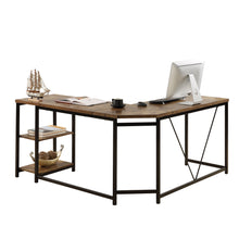 Load image into Gallery viewer, 59.1 Inch L-Shaped Computer Desk Corner Desk Writing Study Workstation Simple Assembly Metal Industrial Design Rustic Brown

