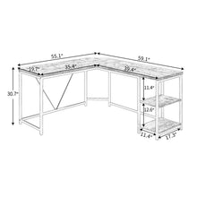 Load image into Gallery viewer, 59.1 Inch L-Shaped Computer Desk Corner Desk Writing Study Workstation Simple Assembly Metal Industrial Design Rustic Brown
