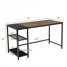 Load image into Gallery viewer, 55 Inch Reversible Ergonomic Computer Desk Adjustable Storage Shelves Sturdy Heavy Duty Steel Frame Office Home Computer Desks
