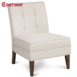 High Quality Comfortable Seat Rubber Wood Frame Button Tufted Classic Design Armless Tufted Leisure Accent Chair HW64177