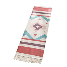 Load image into Gallery viewer, Tassel Anti-slip Bedside Carpet Rectangle Mat Nordic Couch Cotton Linen Woven Floor Mats Rug Boho Household Bedroom Room#G30
