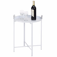 Load image into Gallery viewer, Metal Tray Table Round End Table Sofa Side Table Living Room Bedroom White Home Furniture HW58502WH
