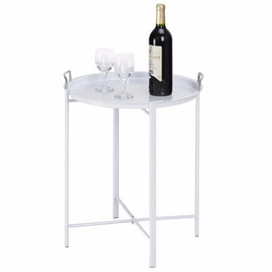 Metal Tray Table Round End Table Sofa Side Table Living Room Bedroom White Home Furniture HW58502WH