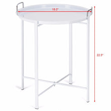 Load image into Gallery viewer, Metal Tray Table Round End Table Sofa Side Table Living Room Bedroom White Home Furniture HW58502WH
