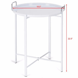 Metal Tray Table Round End Table Sofa Side Table Living Room Bedroom White Home Furniture HW58502WH